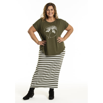 Gozzip Woman GPennie Skirt Skirt Olive stripe