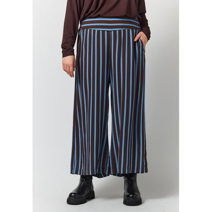 Gozzip Woman GRuby Pants Pants Brown with blue stripes