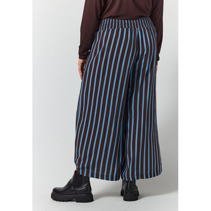 Gozzip Woman GRuby Pants Pants Brown with blue stripes