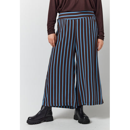 Gozzip Woman GRuby Pants Pants Brown with blue stripes