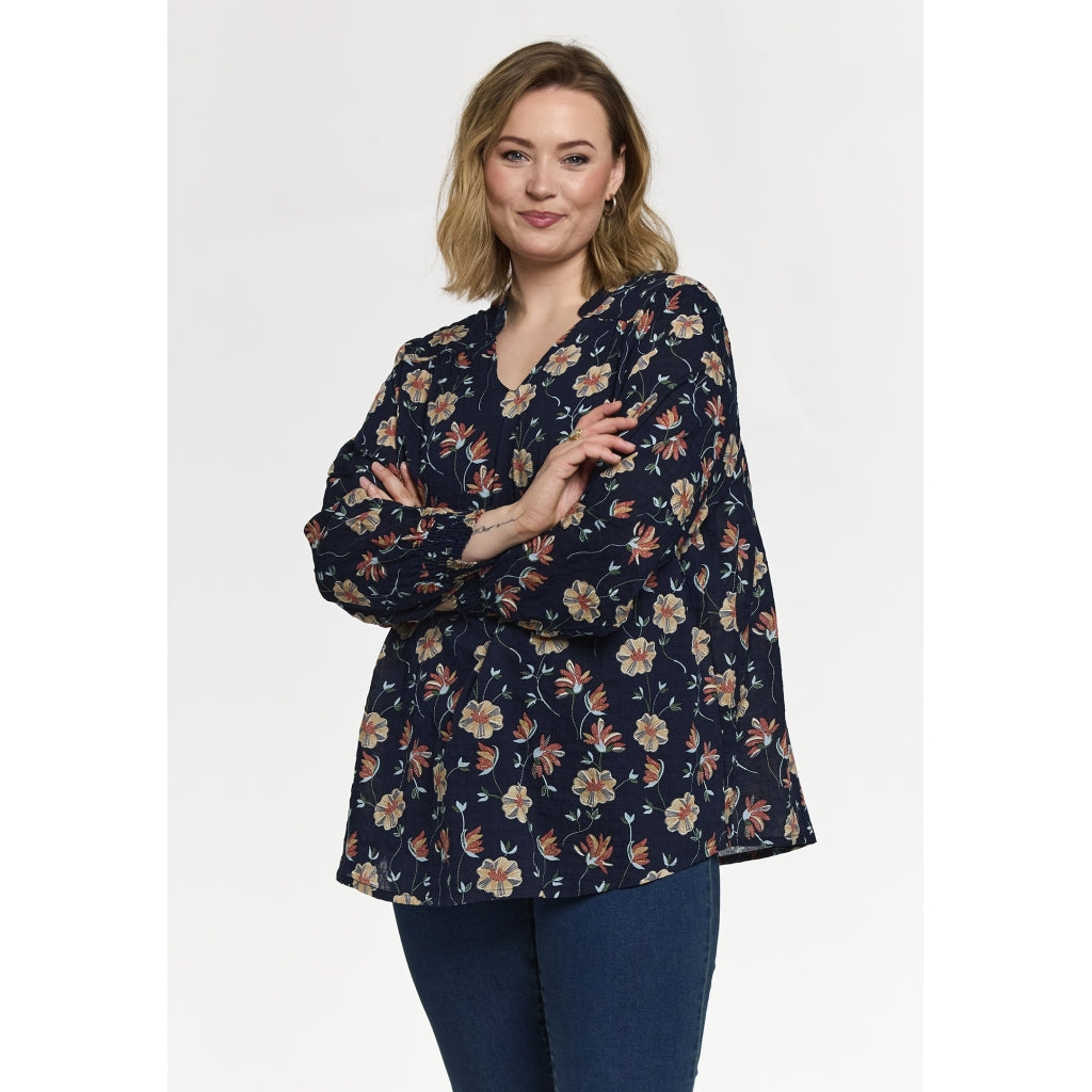 Gozzip Woman GSilke Blouse Blouse Navy Print