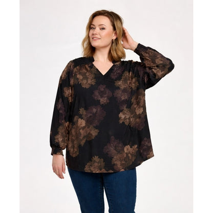 Gozzip Woman GSilke Blouse Blouse Black with big flowers