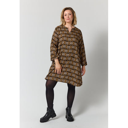 Gozzip Woman GSkuld Tunic Tunic Black with brown and sand pattern