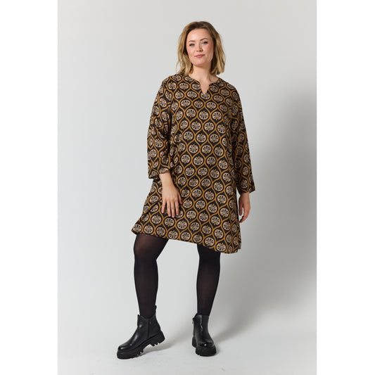 Gozzip Woman GSkuld Tunic Tunic Black with brown and sand pattern