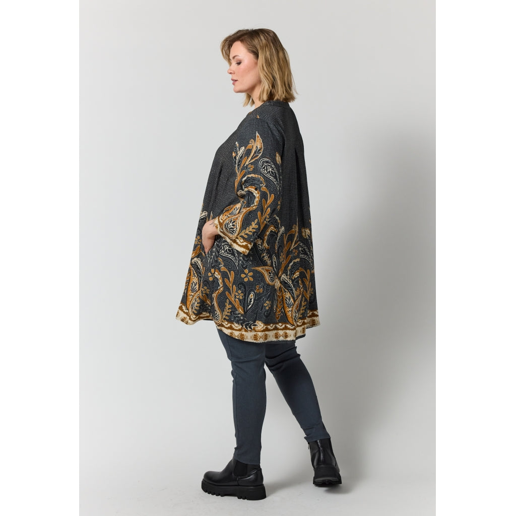 Gozzip Woman GSkuld Tunic Tunic Black board fabric with brown pattern
