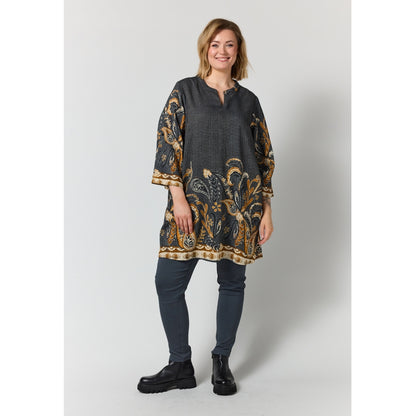 Gozzip Woman GSkuld Tunic Tunic Black board fabric with brown pattern
