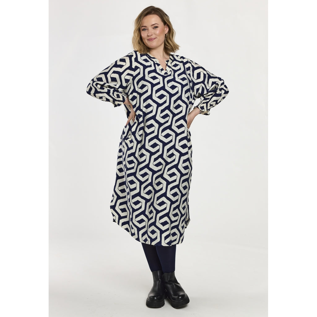 Gozzip Woman GValdis Dress Dress Blue offwhite print