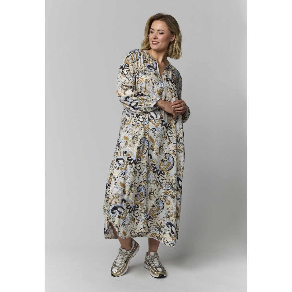 Gozzip Woman GValdis Dress Dress Sand with blue print