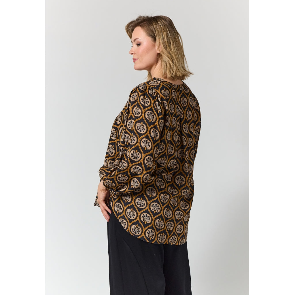 Gozzip Woman GVilde Blouse Blouse Black with brown and sand pattern