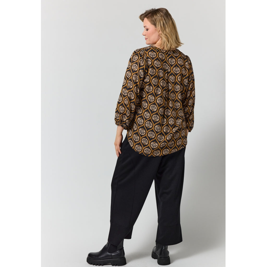 Gozzip Woman GVilde Blouse Blouse Black with brown and sand pattern