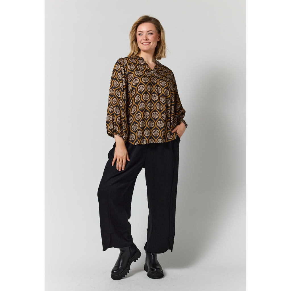 Gozzip Woman GVilde Blouse Blouse Black with brown and sand pattern