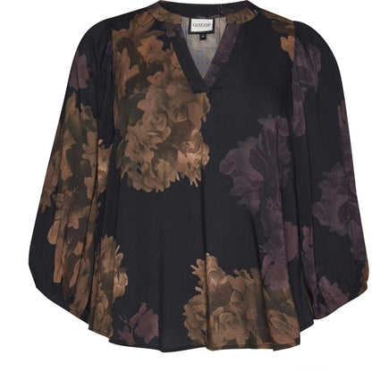 Gozzip Woman GVilde Blouse Blouse Black with big flowers