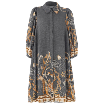 Gozzip Woman GWilma Dress Dress Black board fabric with brown pattern