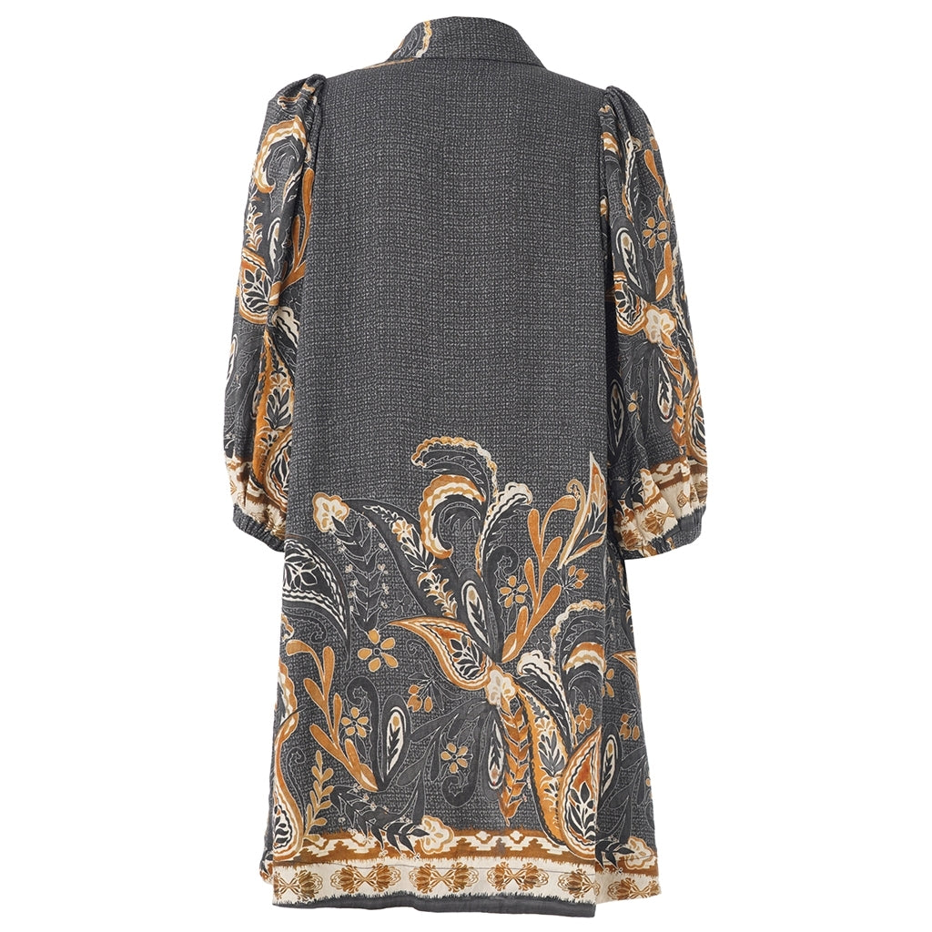 Gozzip Woman GWilma Dress Dress Black board fabric with brown pattern