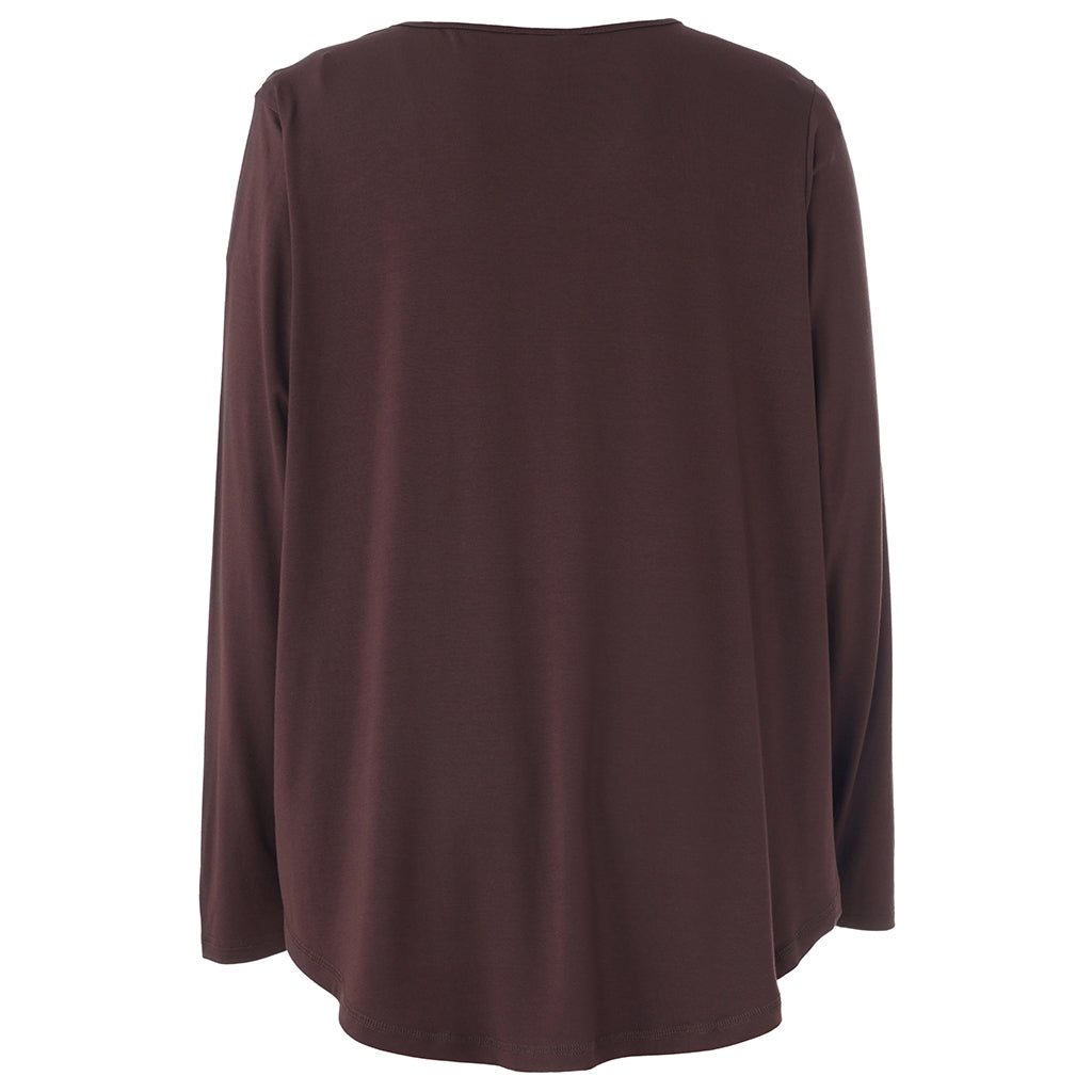 Gozzip Woman Gitte t-shirt with long sleeves with stones T-Shirt Brown