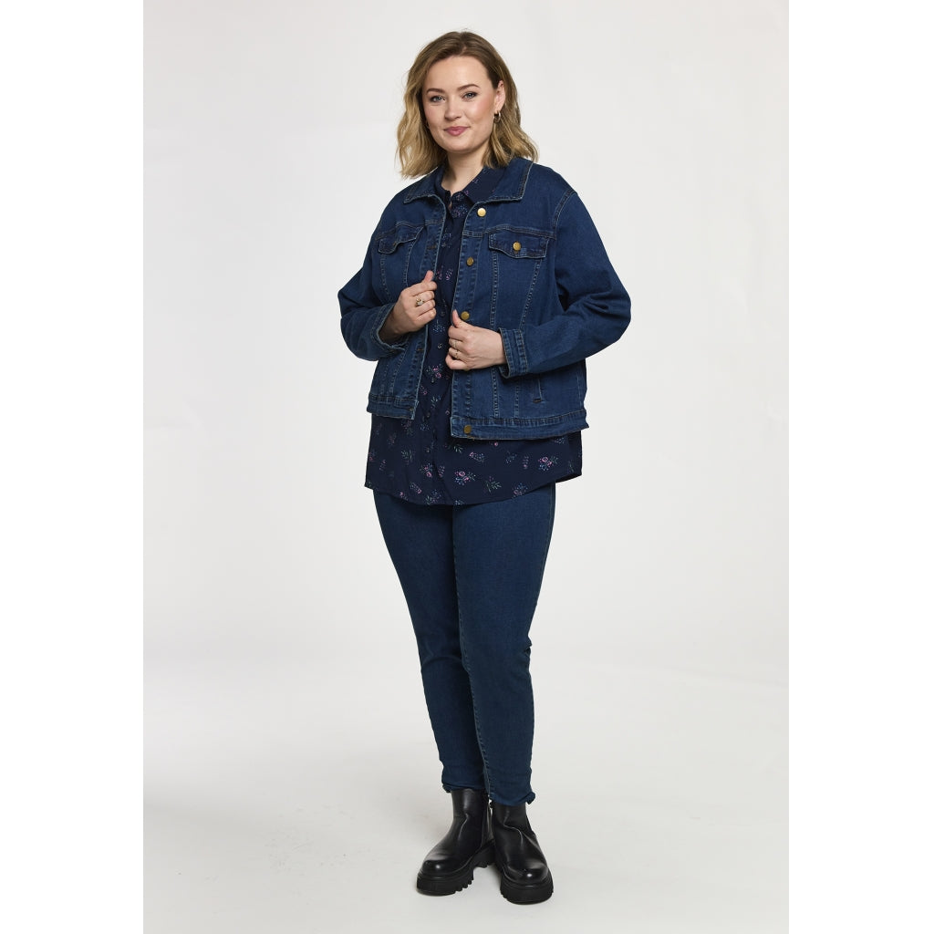 Gozzip Woman Maya Denim Jacket Jacket Dark blue denim