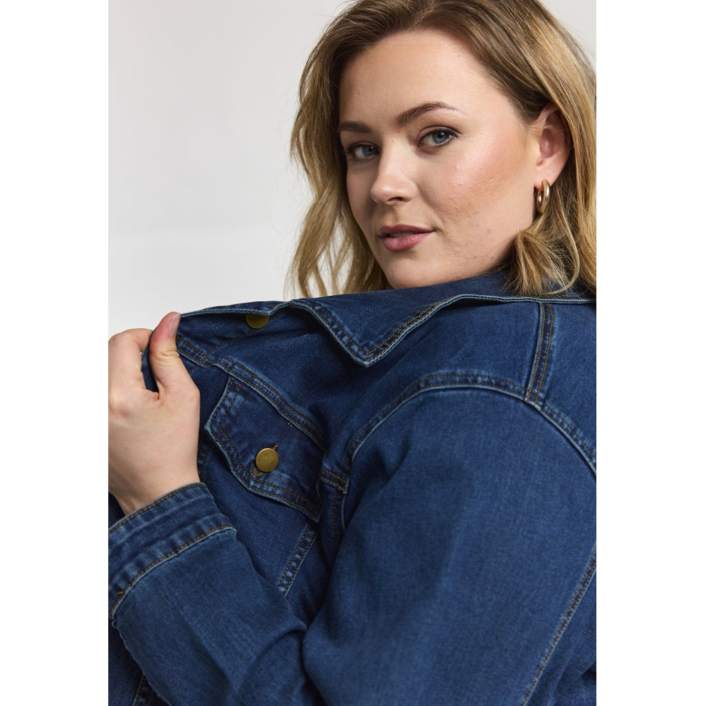 Gozzip Woman Maya Denim Jacket Jacket Dark blue denim