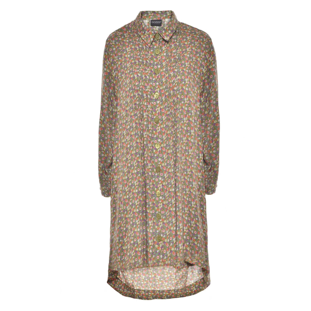 Gozzip Woman Sabina Shirt Tunic Shirt Tunic Gold Olive Printed